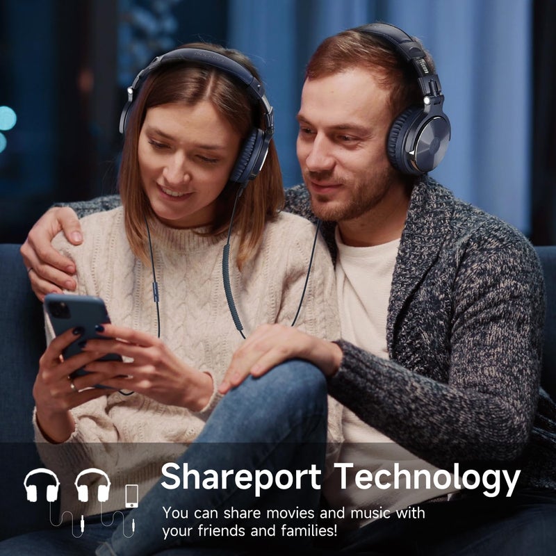 OneOdio Wired Over Ear Headphones Studio Monitor & Mixing DJ Stereo Headsets with 50mm Neodymium Drivers and 1/4 to 3.5mm Jack for AMP Computer Recording Podcast Keyboard Guitar Laptop - Dark Blue - Image 5